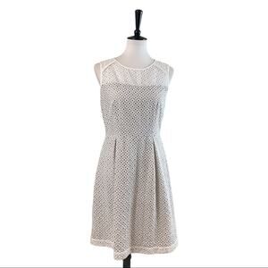 Calvin Klein Dress Eyelet Lace Laser Cut White Fit Flare A-line Women's Size 8